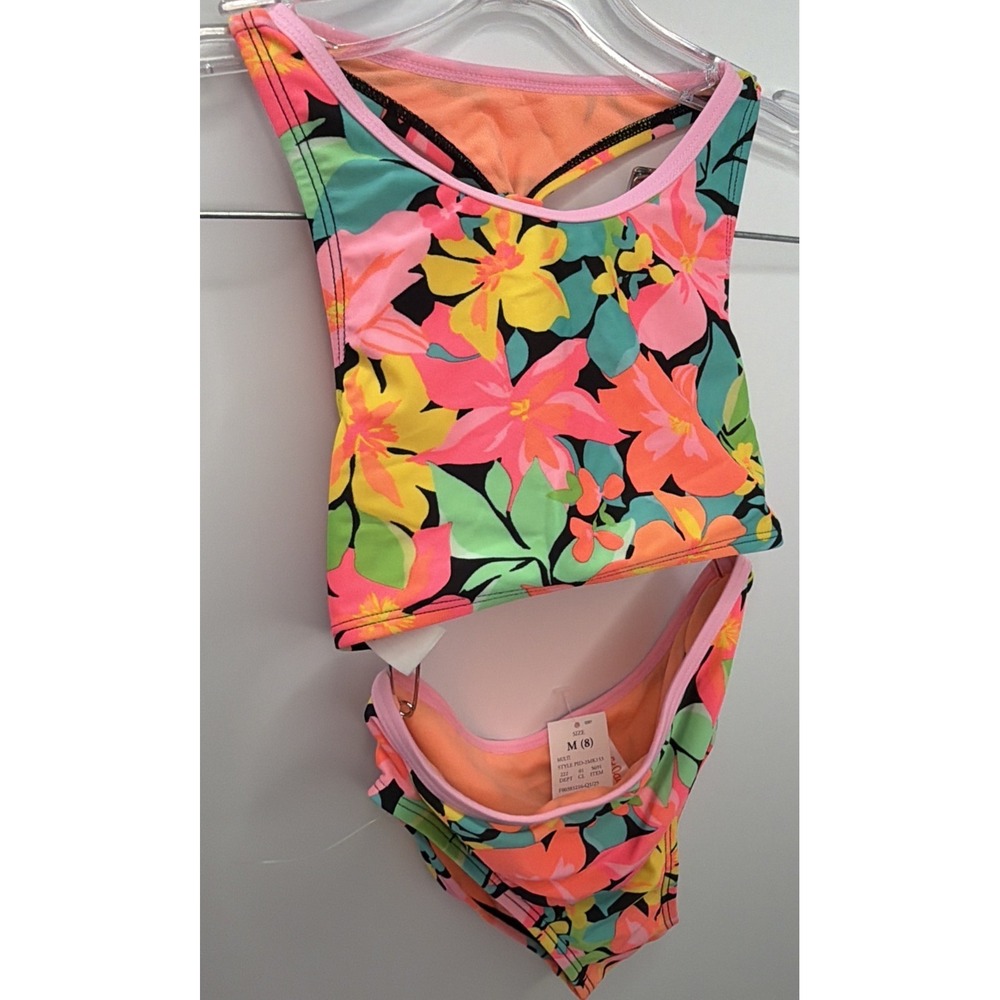 Cat and Jack Girls Floral 2 Piece Bikini Set Size MEDIUM 8 New with Tags - Picture 2 of 15